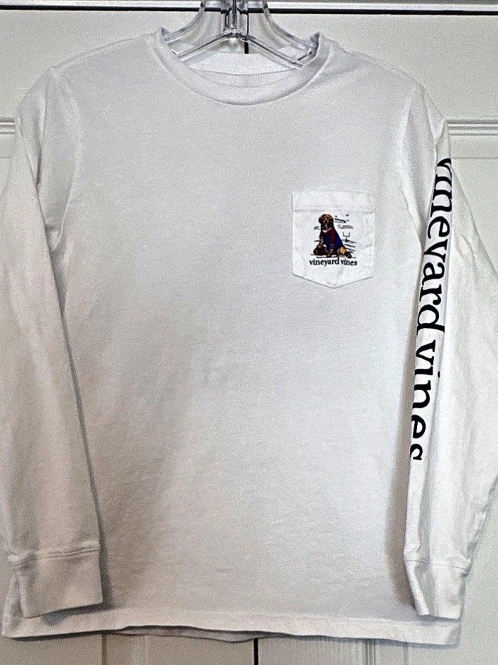 vineyard vines Boys Golden Retriever Football Long-Sleeve Pocket Tee Medium